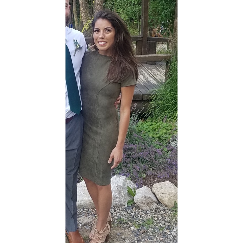 Hunter green fitted suede dress - Picture 5 of 5